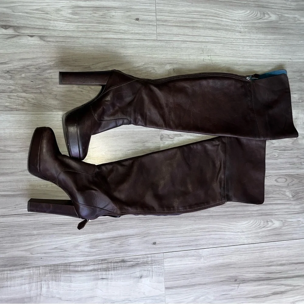 Gianfranco Ferre Dark Brown Over the Knee Boots